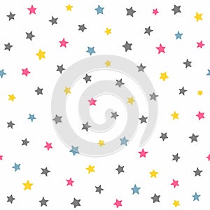 Repeated coloured stars. Cute seamless pattern for kids. photo
