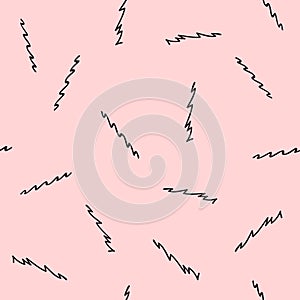 Repeated curved lines drawn by hand. Simple seamless pattern. Sketch, doodle, scribble.