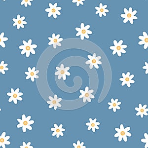 Repeated cute flowers. Simple floral seamless pattern.