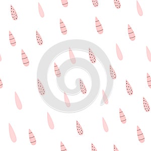 Repeated rain drops. Cute seamless pattern for girls. Endless girlish print with raindrops.