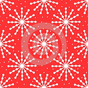 Repeated snowflakes painted by hand with brush. New Year seamless pattern.