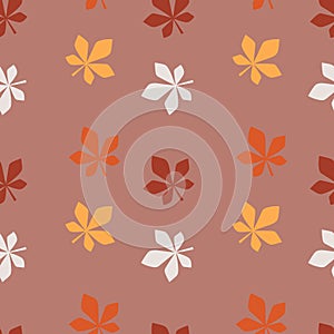 Repeating Chestnut Leaf Pattern in Warm Fall Colors.
