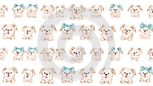 Repeating Cute Puppy Dog Character Pattern, vector design Generative AI