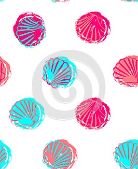 Seashell allover seamless pattern photo