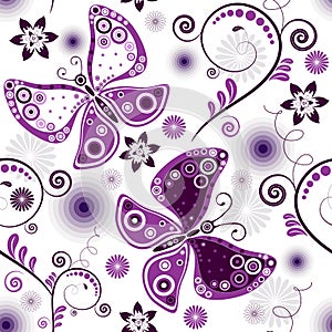 Repeating floral white-violet pattern