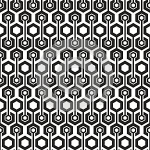 Repeating geometric background with hexagons Vector seamless pattern. Modern stylish texture