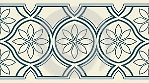 Repeating Geometric Floral Tessellation Pattern Background Tile, vector design Generative AI