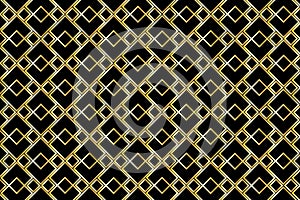 Gold repeating geometric line pattern on black background