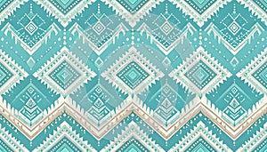 Repeating geometric pattern in shades of teal, turquoise.