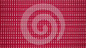 Repeating geometric pattern of white squares and lines on a red background abstract