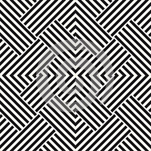 Repeating Geometric Stripes Tiling. Vector Seamless Monochrome Pattern