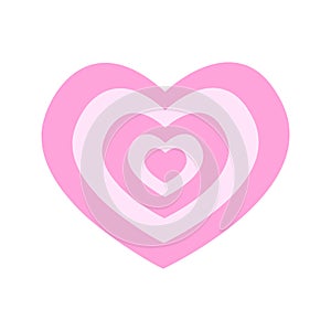 Repeating heart icon in y2k retro style. 2000s design object in pastel pink colors. Cute romantic vintage sticker