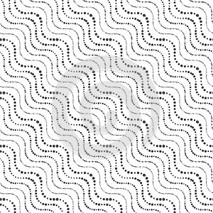 Repeating ornament of dotted wavy diagonal lines