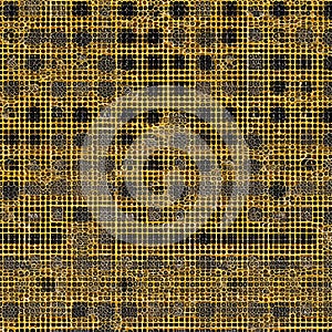 A repeating pattern of circles and diamonds in shades of gold and bronze1, Generative AI