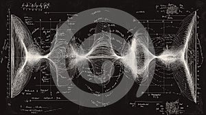 A repeating pattern of complex calculus beautifully written in white chalk on a textured blackboard