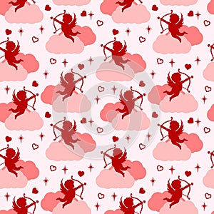 Cupid Clouds Valentines Repeat Pattern