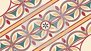 Repeating pattern of geometric shapes and floral elements vector design Generative AI