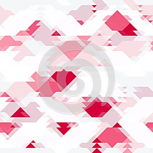 Repeating pattern with geometric shapes in white, red and gray color. Vector