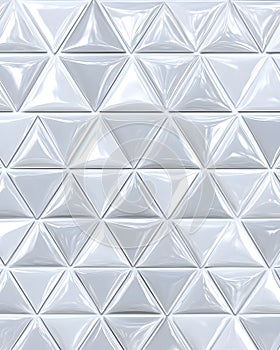 Repeating Pattern of Glossy White Triangular Tiles
