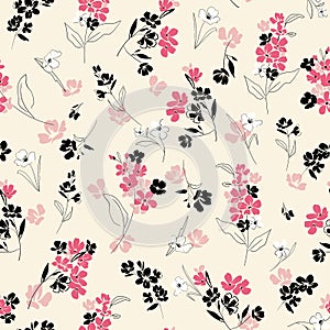 Repeating pattern with handdrawn floral elements