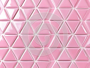 Glossy Pink Triangular Tiles Pattern Background.