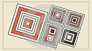 Repeating pattern of nested geometric squares, abstract art, vector design Generative AI