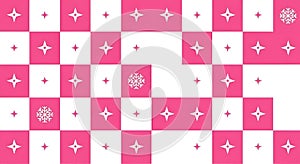 Pink and White Star Snowflake Pattern
