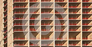 Repeating pattern of a residential skyscraper under construction