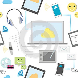 Repeating Pattern Vector Of Communication Technology Devices