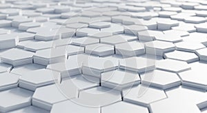 Repeating Pattern of White Hexagonal Geometric Shapes with Depth and Shadow abstract