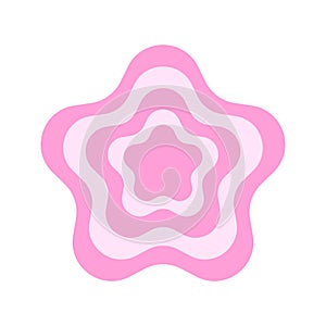 Repeating pink flower icon in trendy y2k style. Retro 2000s design object in pastel colors. Cute girly vintage sticker