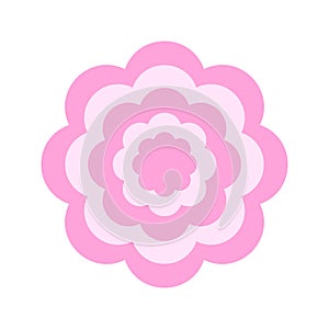 Repeating pink flowers in y2k style. Cute girly vintage sticker isolated on whiyte background. Trendy 2000s design