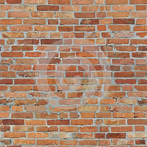 Repeating seamless background of an old brick wall