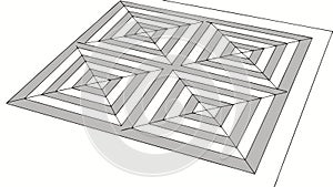 Repeating Square Geometric Pattern, Abstract Tiled Background, vector design Generative AI