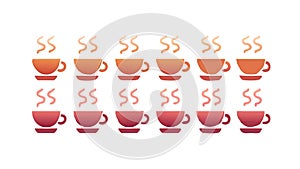 Repeating Steaming Coffee Cups, vector design Generative AI