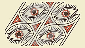 Repeating Stylized Eyes Geometric Abstract Pattern, vector design Generative AI
