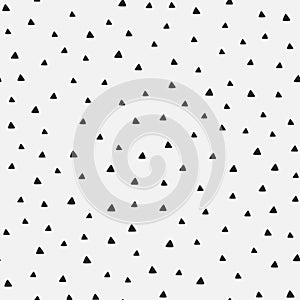 Repeating triangles drawn by hand. Geometric seamless pattern.