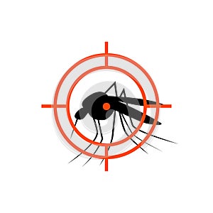 Repellent mosquito stop aim sign icon. Malaria pest insect anti mosquito warning symbol