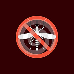 Repellent mosquito stop sign icon. Malaria pest insect anti mosquito warning symbol