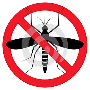 Repellent mosquito stop sign icon. Malaria pest insect anti mosquito warning symbol