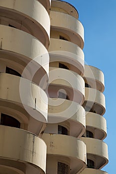 Repetition of roundish balcony in concrete in Cuba