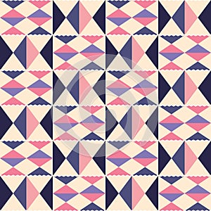 Tribal vector seamless textile pattern - Kente mud cloth style, traditional geometric nwentoma design from Ghana, African in pink