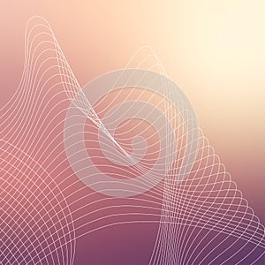 Repetitive geometric vector curvy waves pattern texture on blurred background