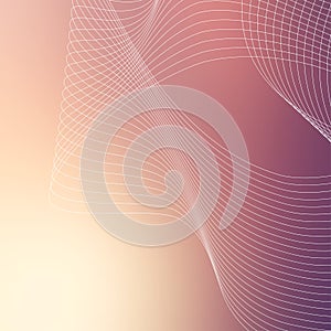 Repetitive geometric vector curvy waves pattern texture on blurred background