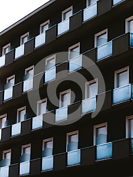 repetitive hotel balconies