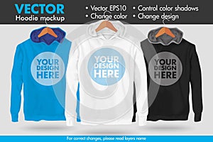 Replace Design Your Design Change Colors Hoodie Vector Mockup Template photo