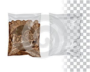 Replace Product for your Product, Change `Cookies` by your Logo/Design Mockup Transparent Plastic Package Foil Bag Pouch Snack Coo