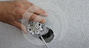 Replacement of the indoor electrical switch close-up