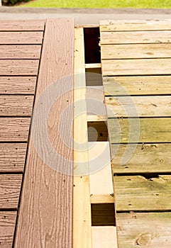 Replacement of old wooden deck with composite material