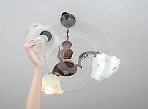 Replacing blown out light bulb